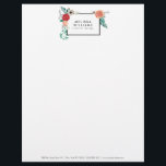 Vintage Modern Floral Motif Letterhead<br><div class="desc">Coordinates with the Vintage Modern Floral Motif on White Designer Business Card Template by 1201AM. Your name or business name is elegantly framed with a vintage floral motif in a modern styling on this classic white letterhead template. © 1201AM CREATIVE</div>