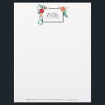 Vintage Modern Floral Motif Letterhead<br><div class="desc">Coordinates with the Vintage Modern Floral Motif on White Designer Business Card Template by 1201AM. Your name or business name is elegantly framed with a vintage floral motif in a modern styling on this classic white letterhead template. © 1201AM CREATIVE</div>
