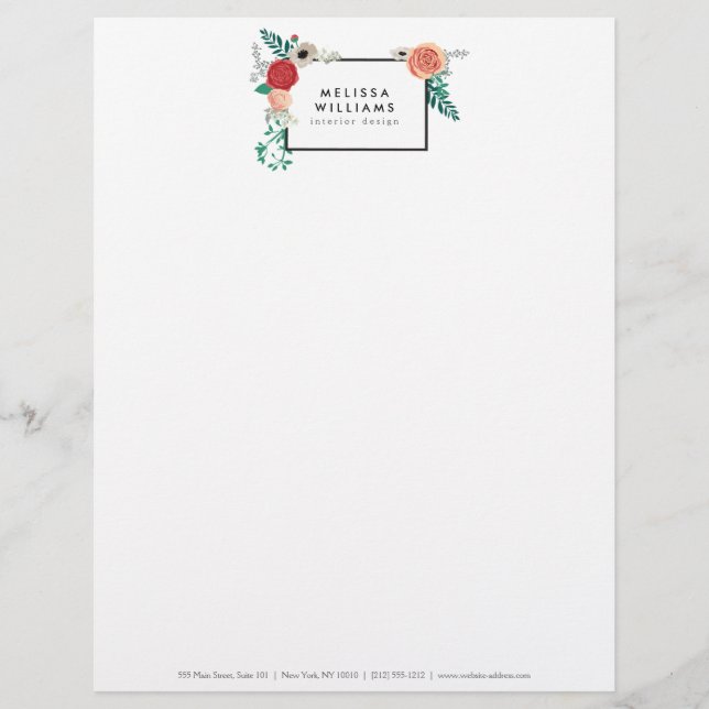Vintage Modern Floral Motif Letterhead (Front)