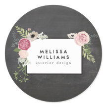 Vintage Modern Floral Motif on Chalkboard