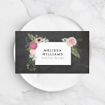 Vintage Modern Floral Motif on Chalkboard Designer Business Card<br><div class="desc">Your name or business name is elegantly framed with a vintage floral motif in a modern styling set on a black chalkboard background image. This design is part of a series of coordinating office supplies. Shop matching stationery, binders, labels and more in our shop: zazzle.com/1201am. For design requests or questions,...</div>