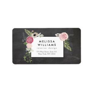 Vintage Modern Floral Motif on Chalkboard Designer Label