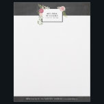 Vintage Modern Floral Motif on Chalkboard Designer Letterhead<br><div class="desc">Coordinates with the Vintage Modern Floral Motif on Chalkboard Designer Business Card Template by 1201AM. Your name or business name is elegantly framed with a vintage floral motif in a modern styling set on a black chalkboard background. © 1201AM CREATIVE</div>