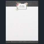 Vintage Modern Floral Motif on Chalkboard Designer Letterhead<br><div class="desc">Coordinates with the Vintage Modern Floral Motif on Chalkboard Designer Business Card Template by 1201AM. Your name or business name is elegantly framed with a vintage floral motif in a modern styling set on a black chalkboard background. © 1201AM CREATIVE</div>