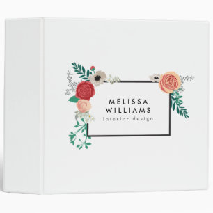 Vintage Modern Floral Motif Personalized Binder