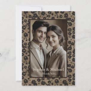 Vintage Modern Floral Wedding Thank You Card Moody
