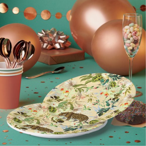 Vintage Modern Flower Jungle Tropical Paper Plates