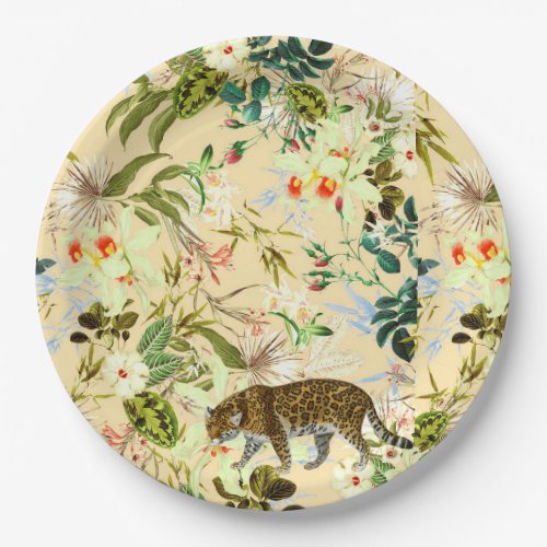 Vintage Modern Flower Jungle Tropical Paper Plates