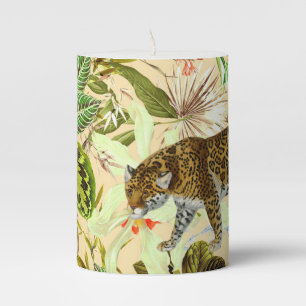Vintage Modern Flower Jungle Tropical Pillar Candle