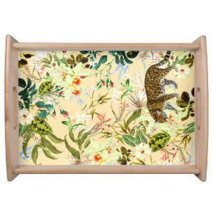 Vintage Modern Flower Jungle Tropical Serving Tray