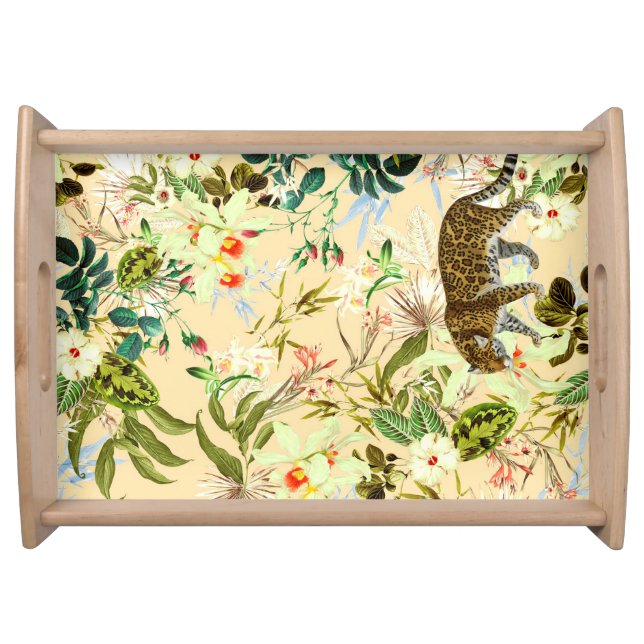 Vintage Modern Flower Jungle Tropical Serving Tray (Front)