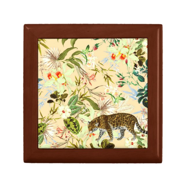 Vintage Modern Flower Tiger Jungle Gift Box (Front)