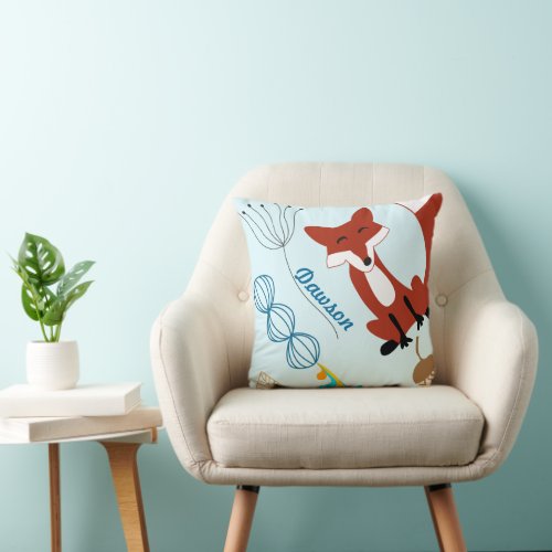 Vintage Modern Fox Acorn Woodland Neon Pillow