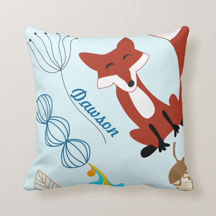 Vintage Modern Fox Acorn Woodland Neon Pillow