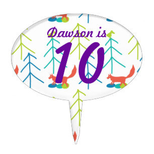 Vintage Modern Fox Bright Color Neon Pattern Cake Topper