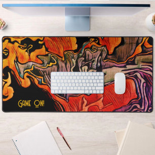 Vintage Modern Game On Abstract Colorful Gamer Desk Mat