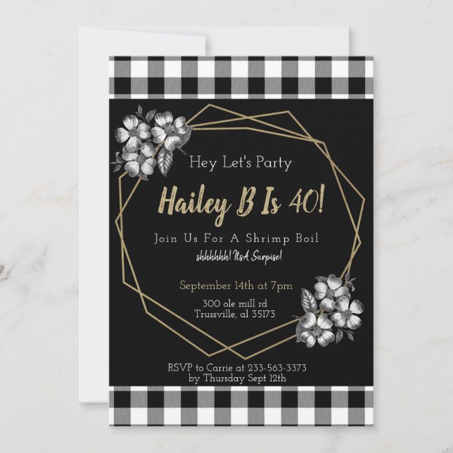 Vintage Modern Geometric 4oth Birthday Invitation (Front)
