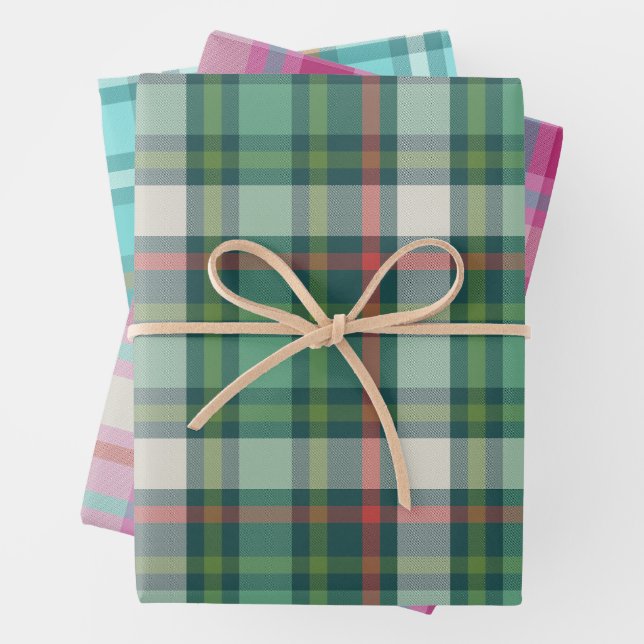 Vintage Modern Gift Wrap in Fun Plaid (In situ)