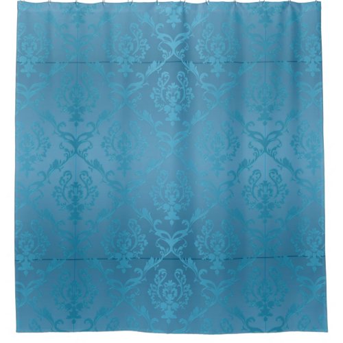 Vintage Modern Glam Turquoise Damask Shower Curtain