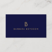 VINTAGE MODERN GOLD and NAVY INITIAL MONOGRAM LOGO Business Card (Front)