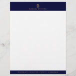 VINTAGE MODERN GOLD and NAVY INITIAL MONOGRAM LOGO Letterhead<br><div class="desc">Coordinates with the VINTAGE MODERN GOLD and NAVY INITIAL MONOGRAM LOGO Business Card Template by 1201AM. The stylized initial(s) for your name or business name becomes a classic,  modern logo on this luxe letterhead template. Perfect for any industry. © 1201AM CREATIVE</div>