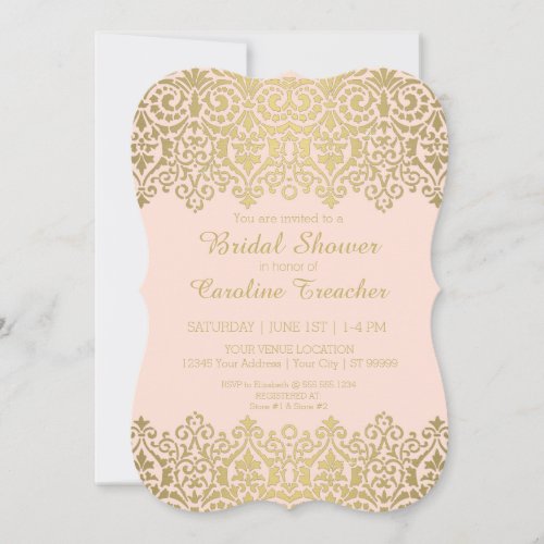 Vintage Modern Gold Lace Elegant Bridal Shower Invitation