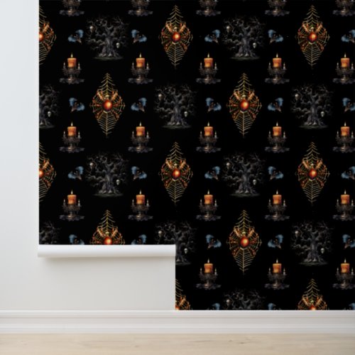 Vintage Modern Gothic Halloween Pattern Wallpaper