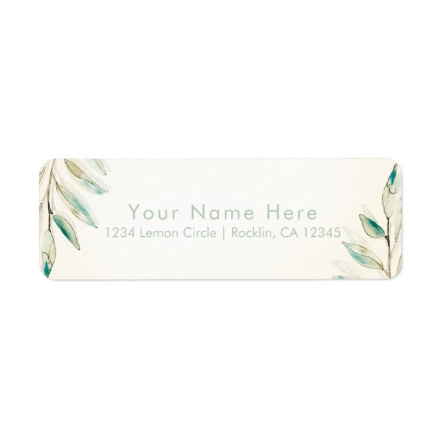 Vintage Modern Greenery Eucalyptus Leaves Wedding Label (Front)