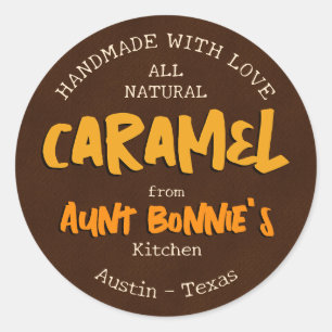Vintage Modern Handmade Caramel From Your Kitchen  Classic Round Sticker