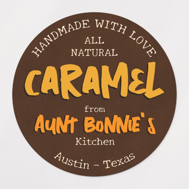 Vintage Modern Handmade Caramel From Your Kitchen Labels (Design 1)