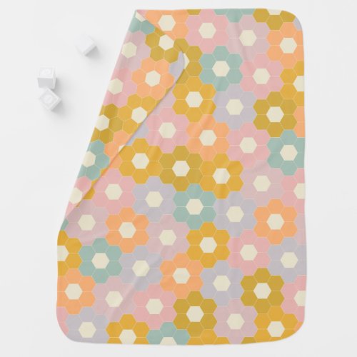 Vintage Modern Hexagon Flower Pattern in Pastel Baby Blanket