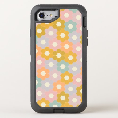 Vintage Modern Hexagon Flower Pattern in Pastel OtterBox Defender iPhone SE87 Case