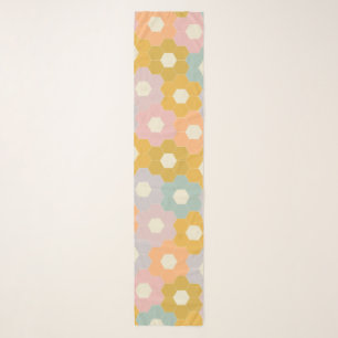 Vintage Modern Hexagon Flower Pattern in Pastel Scarf