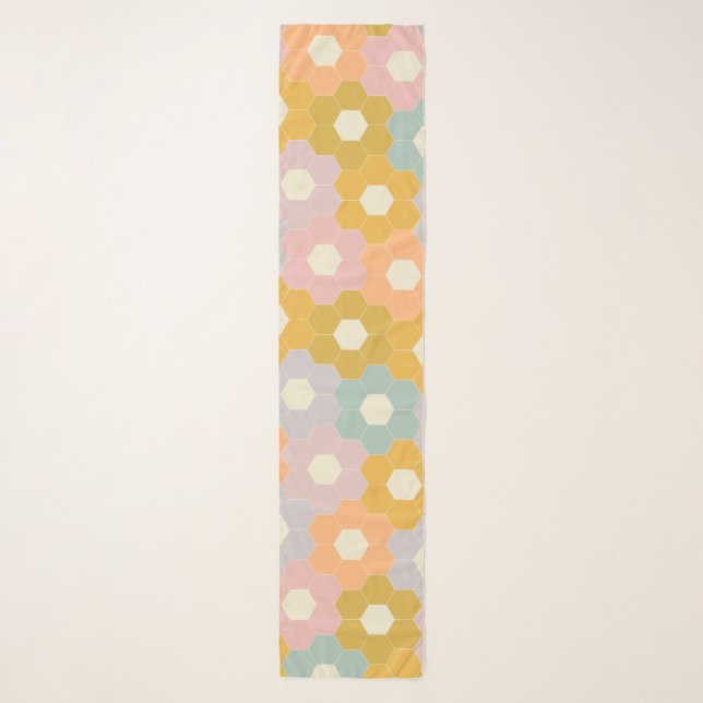 Vintage Modern Hexagon Flower Pattern in Pastel Scarf (Front)