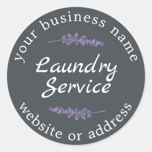 Vintage Modern Laundry Service Business Name Class Classic Round Sticker