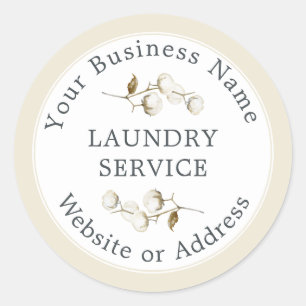 Vintage Modern Laundry Service Business Name Classic Round Sticker