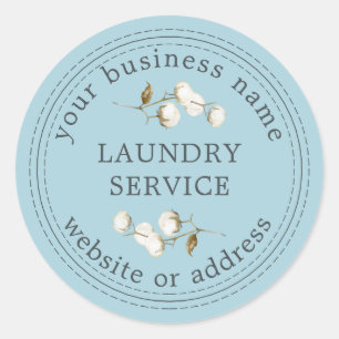 Vintage Modern Laundry Service Business Name Classic Round Sticker