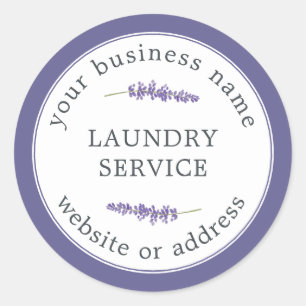 Vintage Modern Laundry Service Business Name Classic Round Sticker