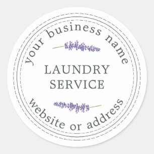 Vintage Modern Laundry Service Business Name Classic Round Sticker