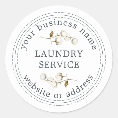 Vintage Modern Laundry Service Business Name Classic Round Sticker