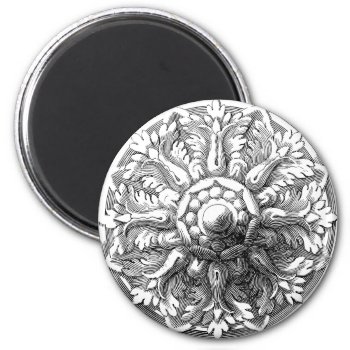 Vintage Modern Leaf Medallion Magnet by JoyMerrymanStore at Zazzle