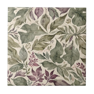 Vintage Modern Leaves Ceramic Tile