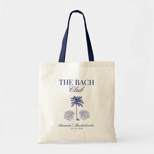 Vintage Modern Navy Beach Bachelorette Club Custom Tote Bag | Zazzle
