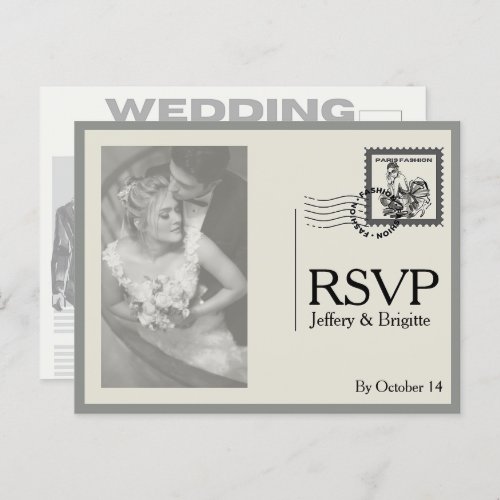Vintage modern newspaper style wedding  postcard