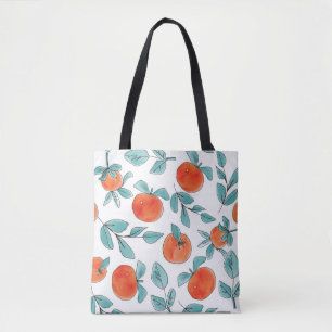 Vintage modern oranges fruit hand drawn illustrati tote bag