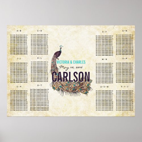 Vintage Modern Peacock Seating Chart