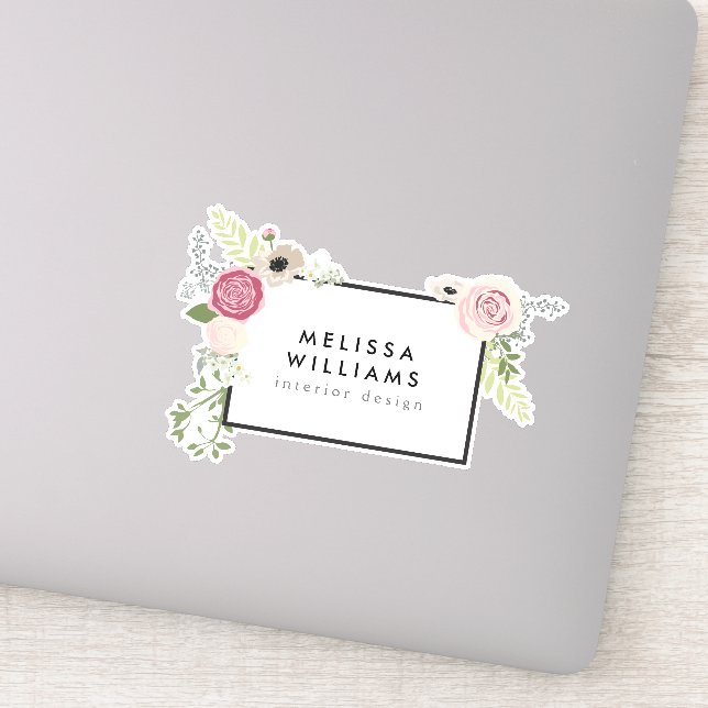 Vintage Modern Pink Floral Motif Sticker (Detail)