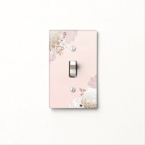 Vintage Modern Pink  Gold Floral Shabby Chic Light Switch Cover