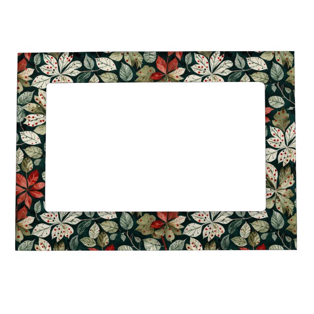 Vintage Modern Poinsettias Magnetic Frame (Front)