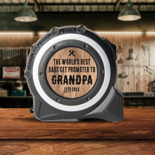Vintage Modern Promoted to Grandpa Announcement Tape Measure (Creator Uploaded)